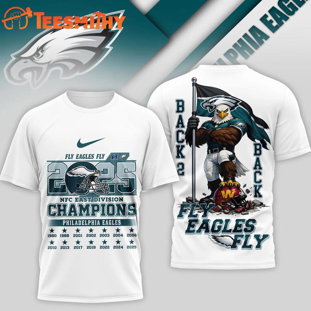 Philadelphia Eagles NFL 2025 NFC East Champions Premium White T Shirt