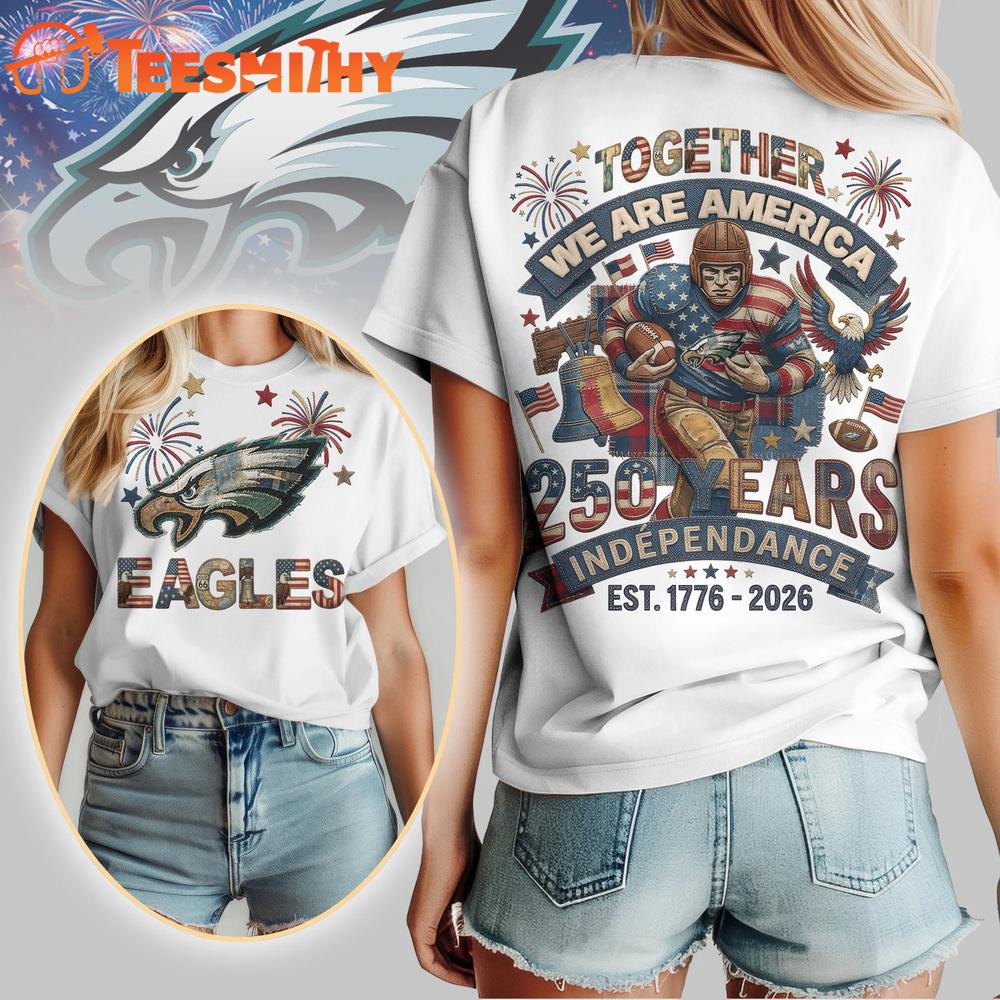 Philadelphia Eagles NFL 250th Anniversary Of America Patchwork All Over Print T Shirt