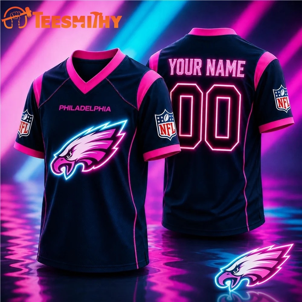 Philadelphia Eagles NFL Electric Glow Custom Football Jersey