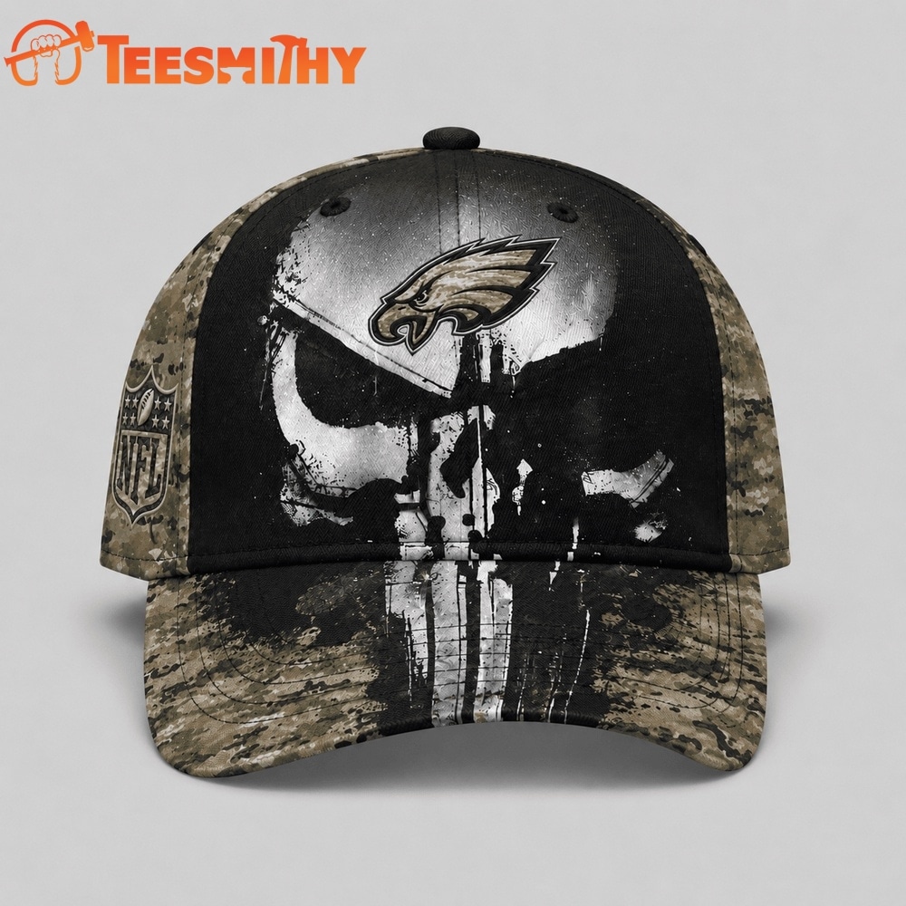 Philadelphia Eagles NFL Halloween Military Skull Camo Classic Cap