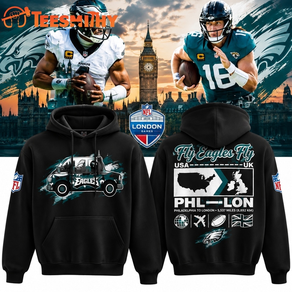 Philadelphia Eagles NFL London Games Tottenham 2026 Black Hoodie
