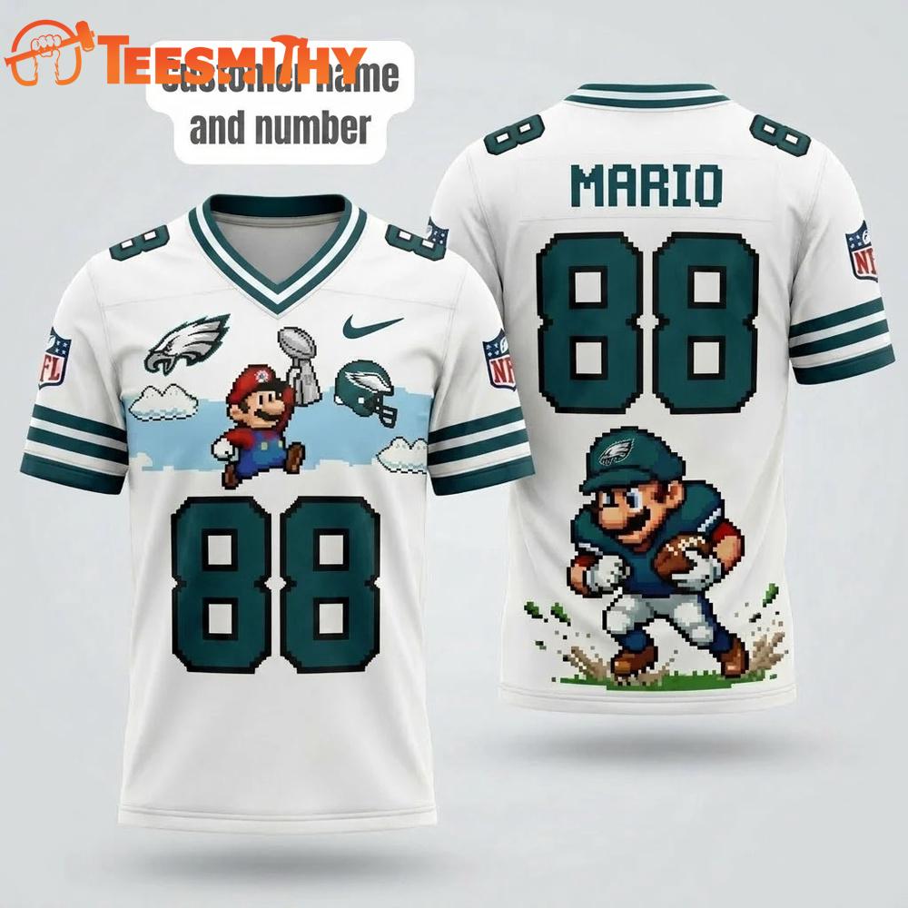 Philadelphia Eagles NFL Mario 2026 Design Football Jersey