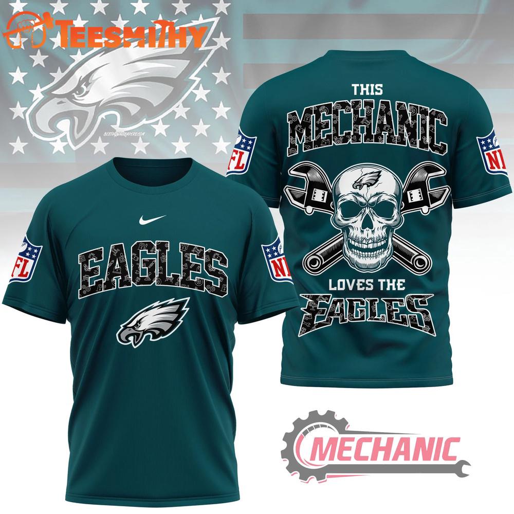 Philadelphia Eagles NFL Mechanic Loves Football New Design 3D Shirt