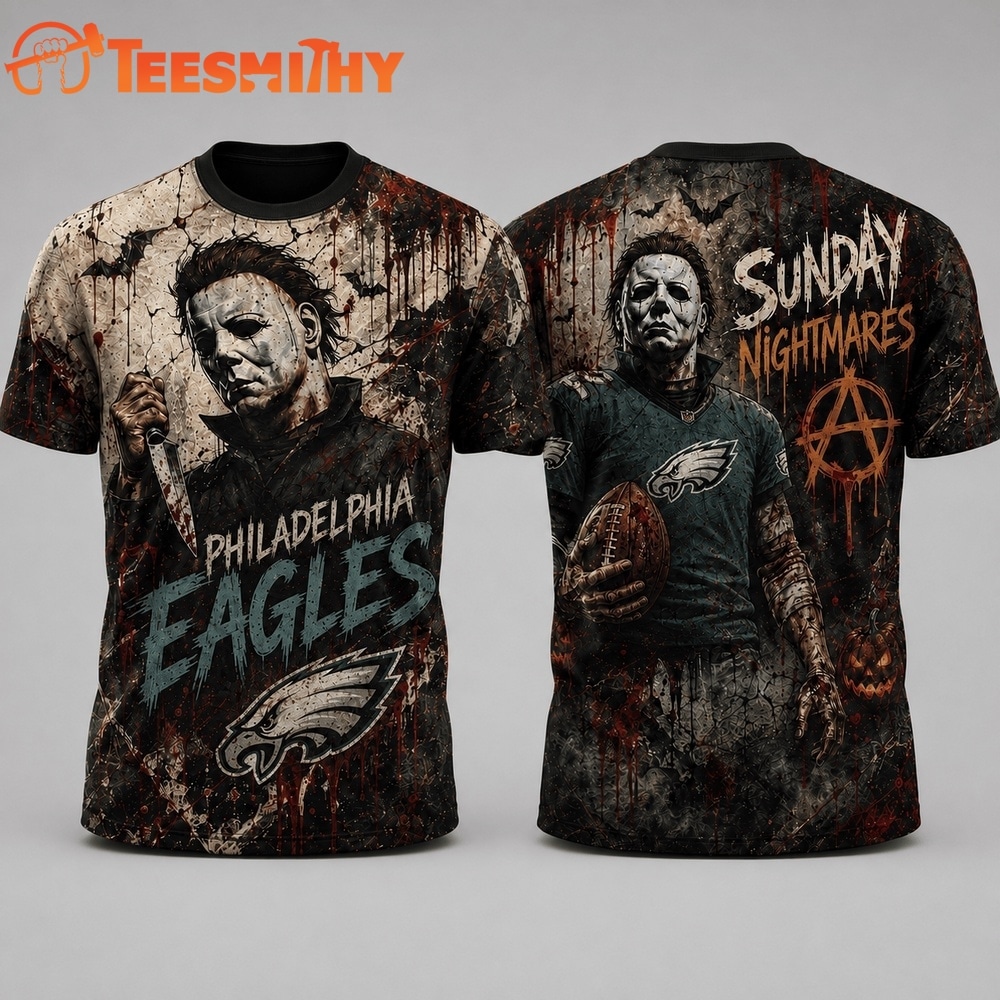 Philadelphia Eagles NFL Michael Myers Sunday Nightmares Horror Halloween 3D T Shirt