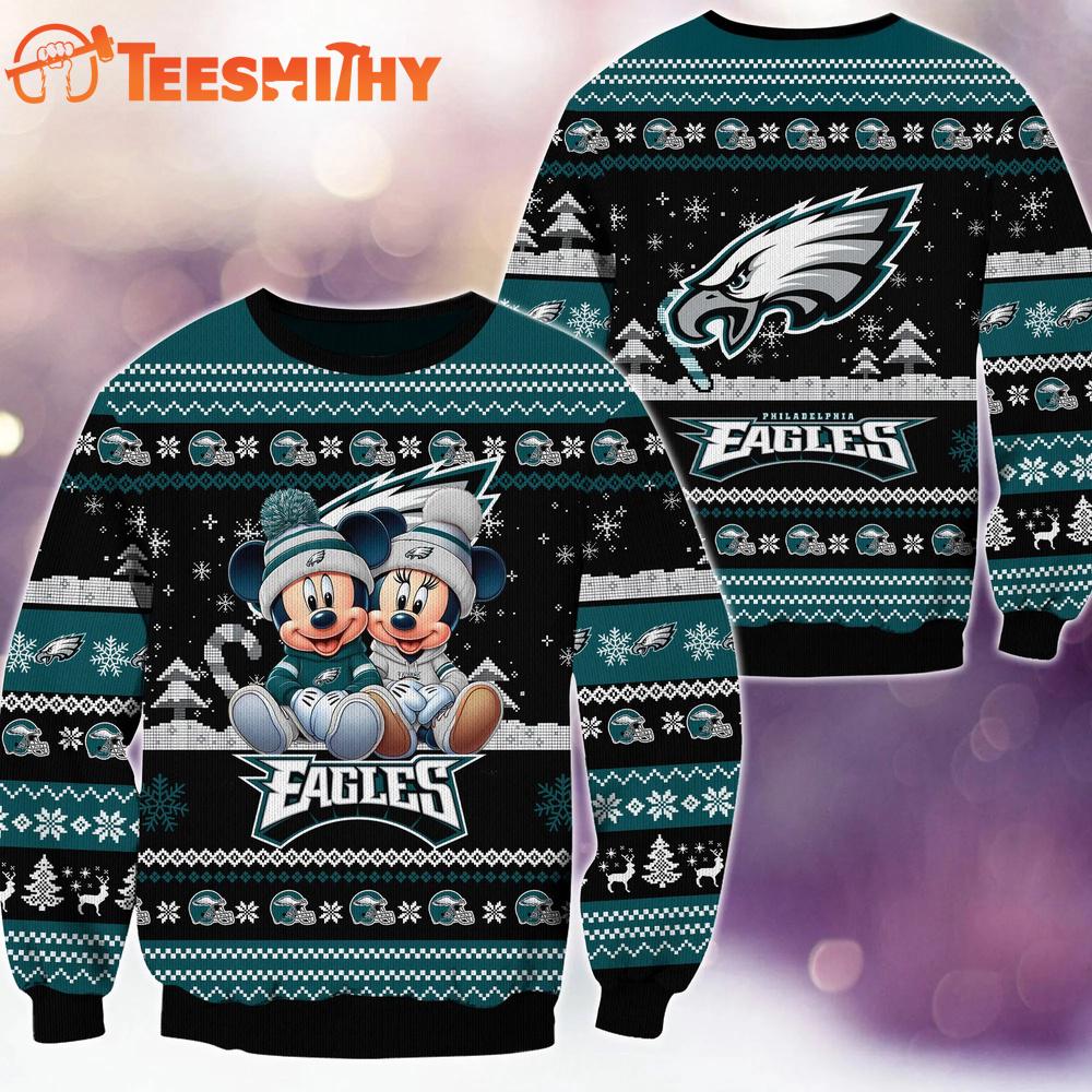 Philadelphia Eagles NFL Mickey Minnie Ugly Christmas Sweater