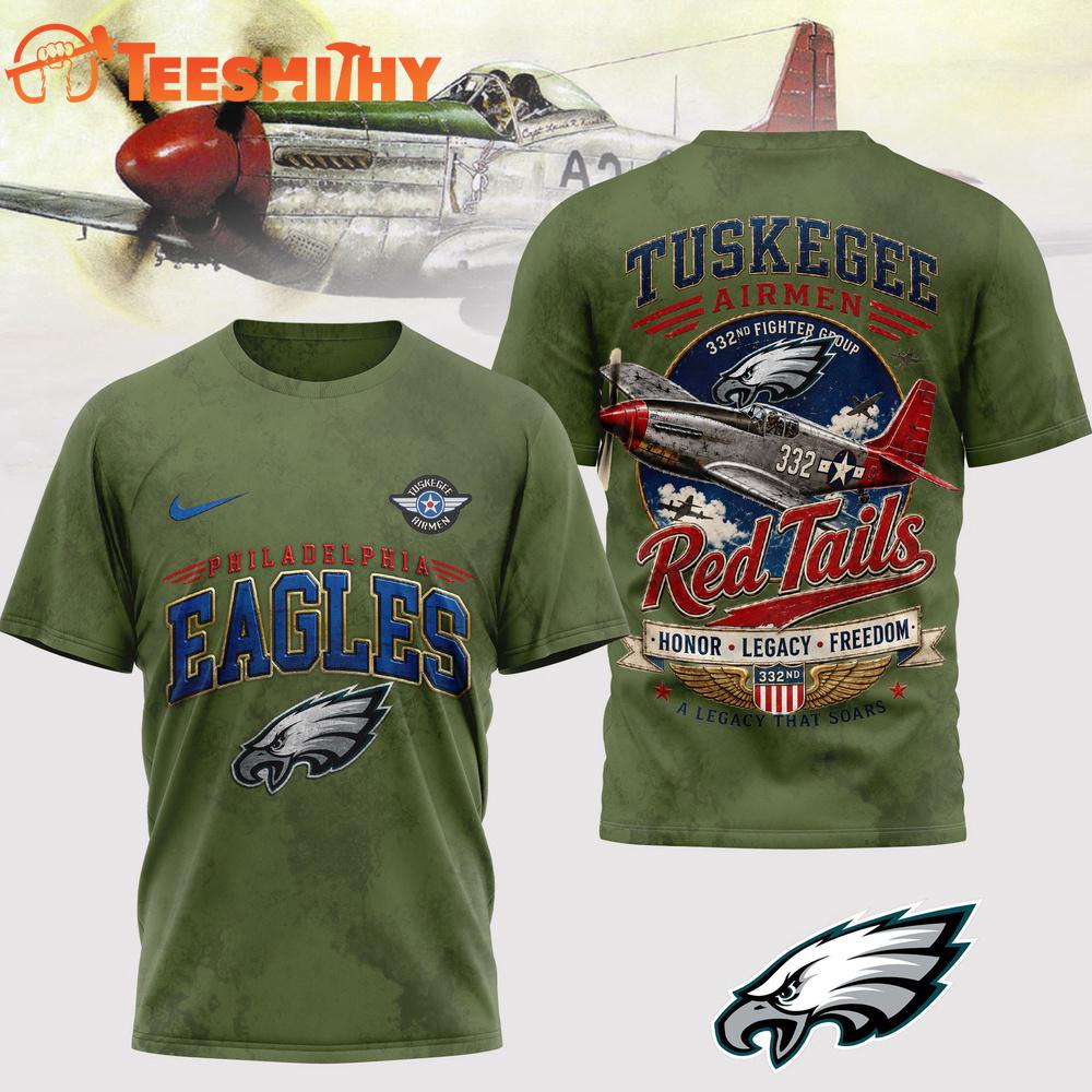 Philadelphia Eagles NFL Red Tails Legacy Game Day 3D T-Shirt