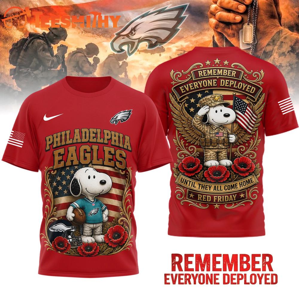 Philadelphia Eagles NFL Snoopy Remember Everyone Deployed 3D Shirt