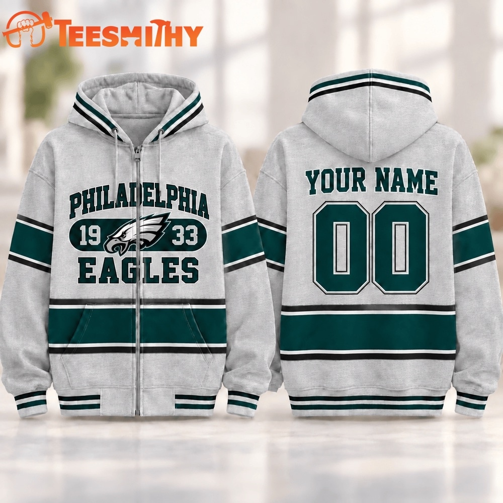 Philadelphia Eagles NFL Varsity Stripe Zip Hoodie