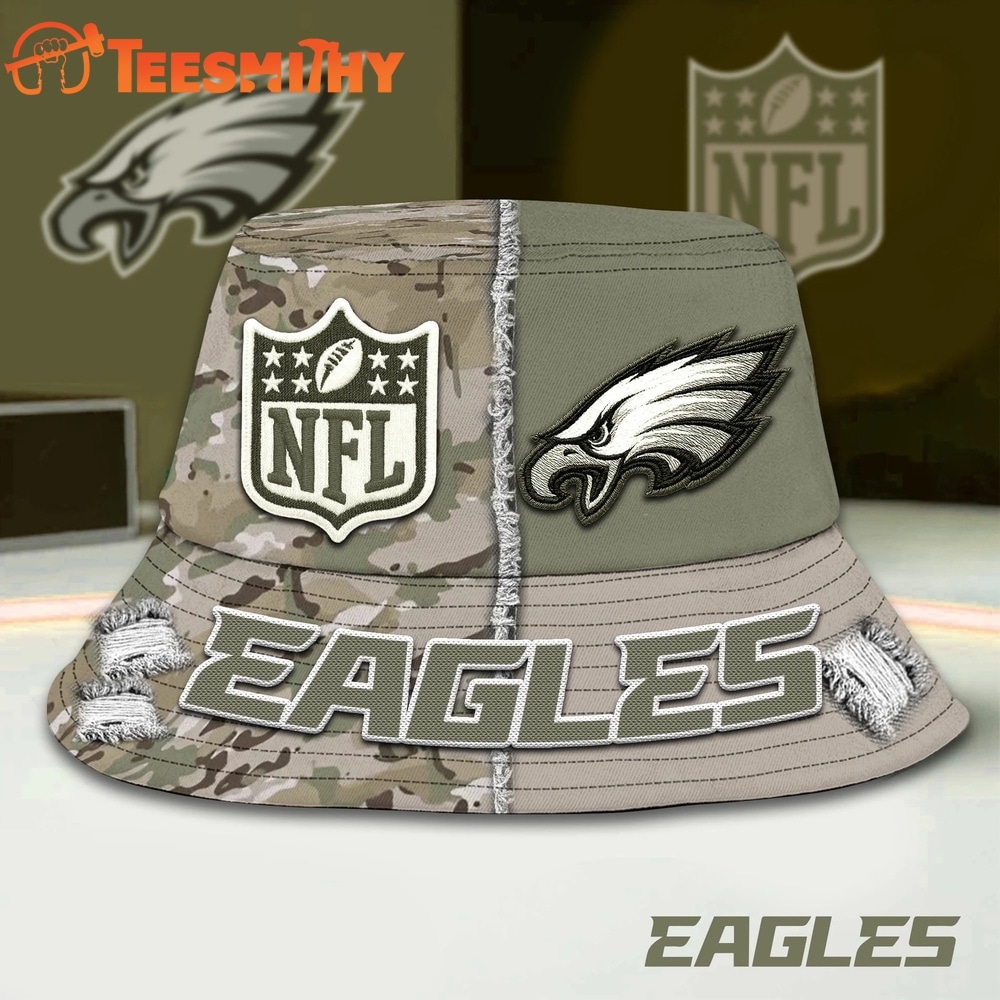Philadelphia Eagles NFL Veterans US Army Bucket Hat