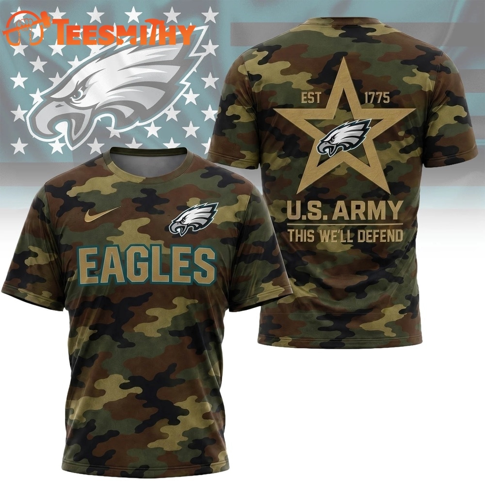 Philadelphia Eagles NFL Veterans US Army Camo New Design 3D Shirt