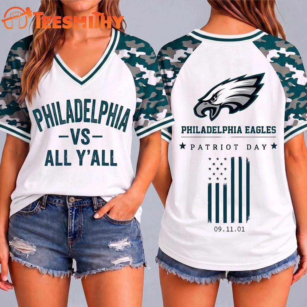 Philadelphia Eagles NFL vs All Y' All United We Stand V Neck T Shirt