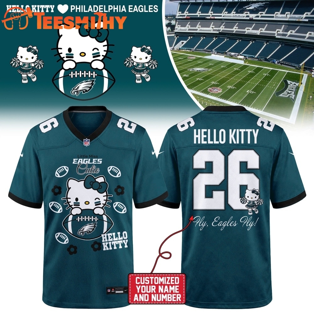 Philadelphia Eagles NFL x Hello Kitty 2026 Football Jersey Shirt