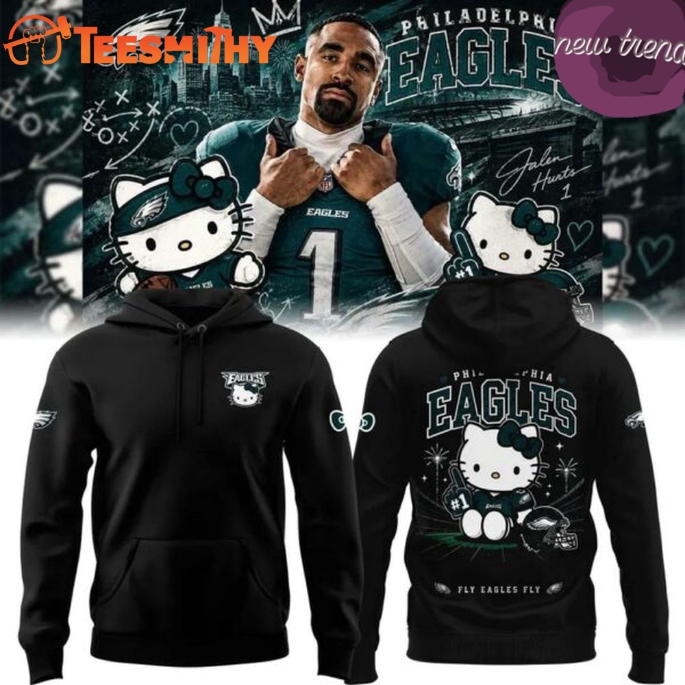 Philadelphia Eagles x Hello Kitty 2026 Black Hoodie