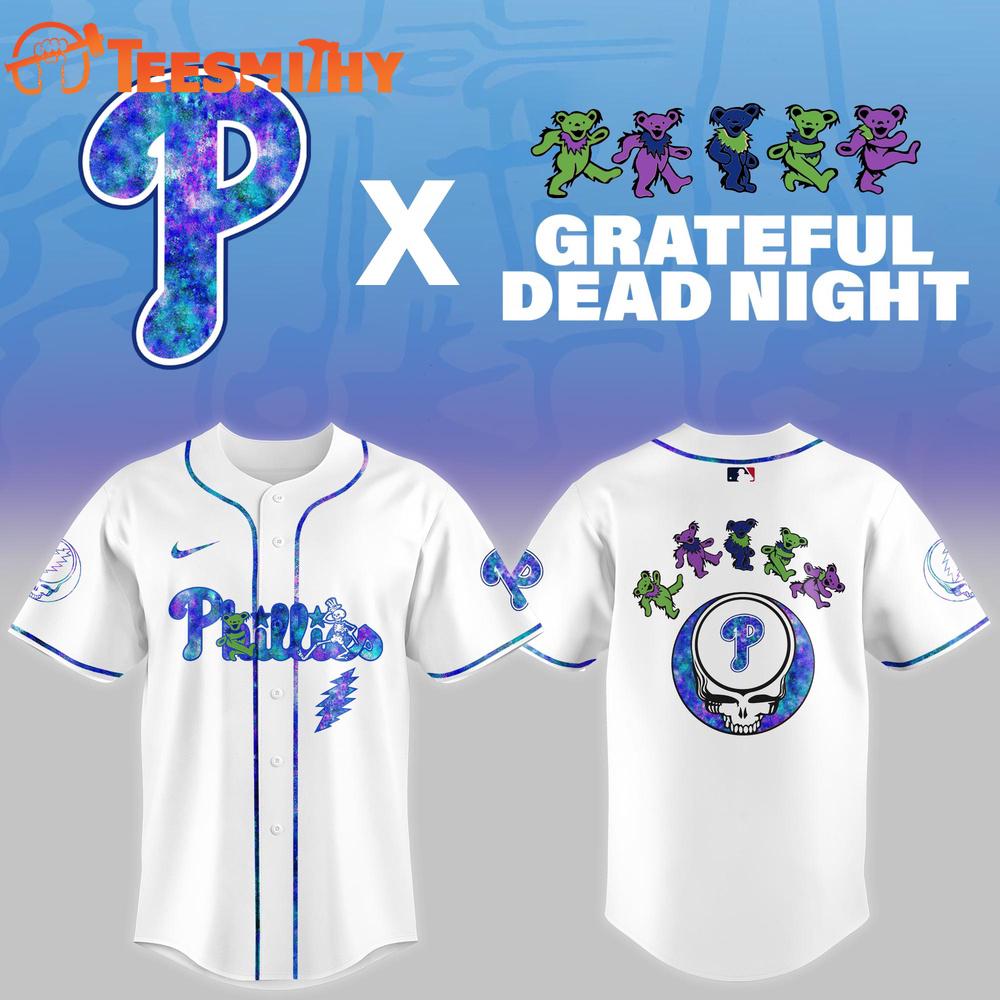 Philadelphia Phillies 2025 Grateful Dead Night Game Baseball Jersey Philadelphia Phillies 2025 Grateful Dead Night Game Baseball Jersey