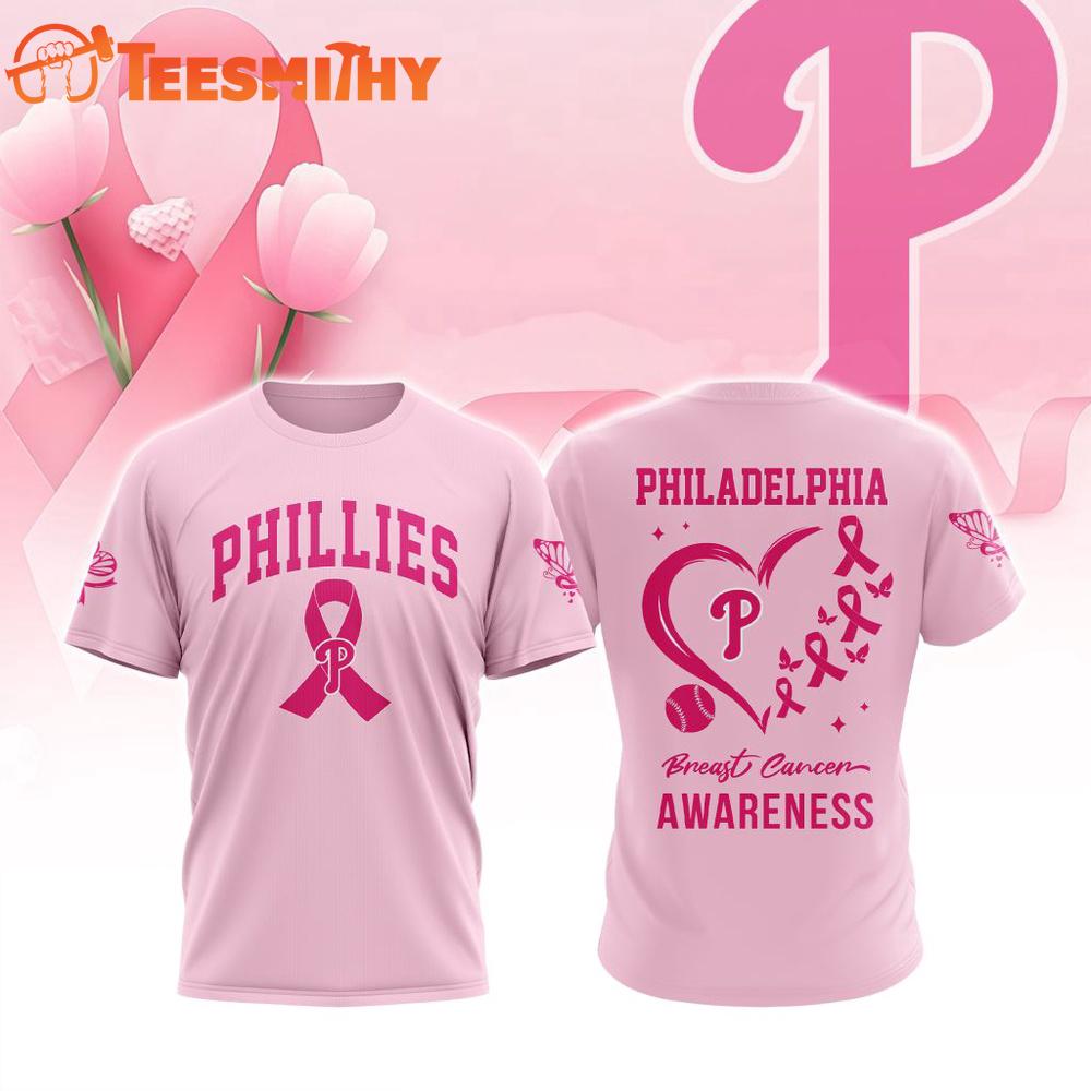 Philadelphia Phillies 2025 MLB Pink Breast Cancer Awareness Design 3D Shirt