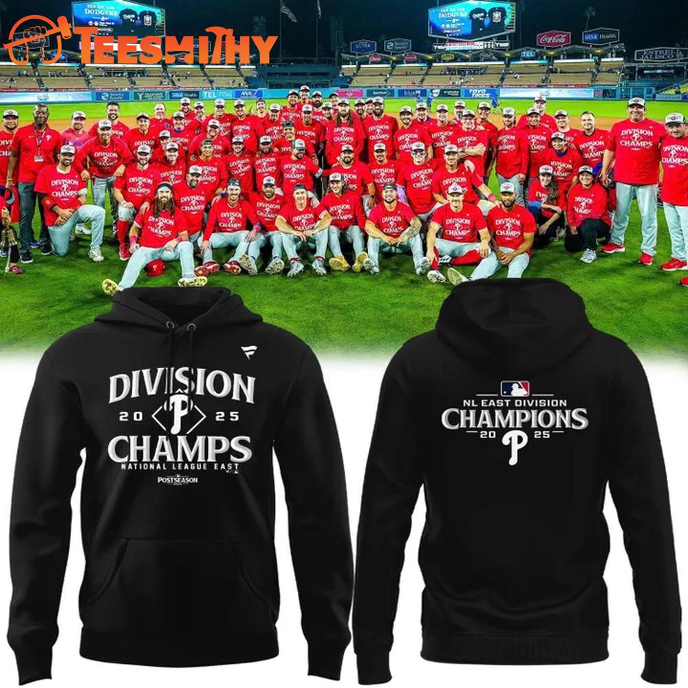 Philadelphia Phillies 2025 NL East Division Champions Black Hoodie Philadelphia Phillies 2025 NL East Division Champions Black Hoodie