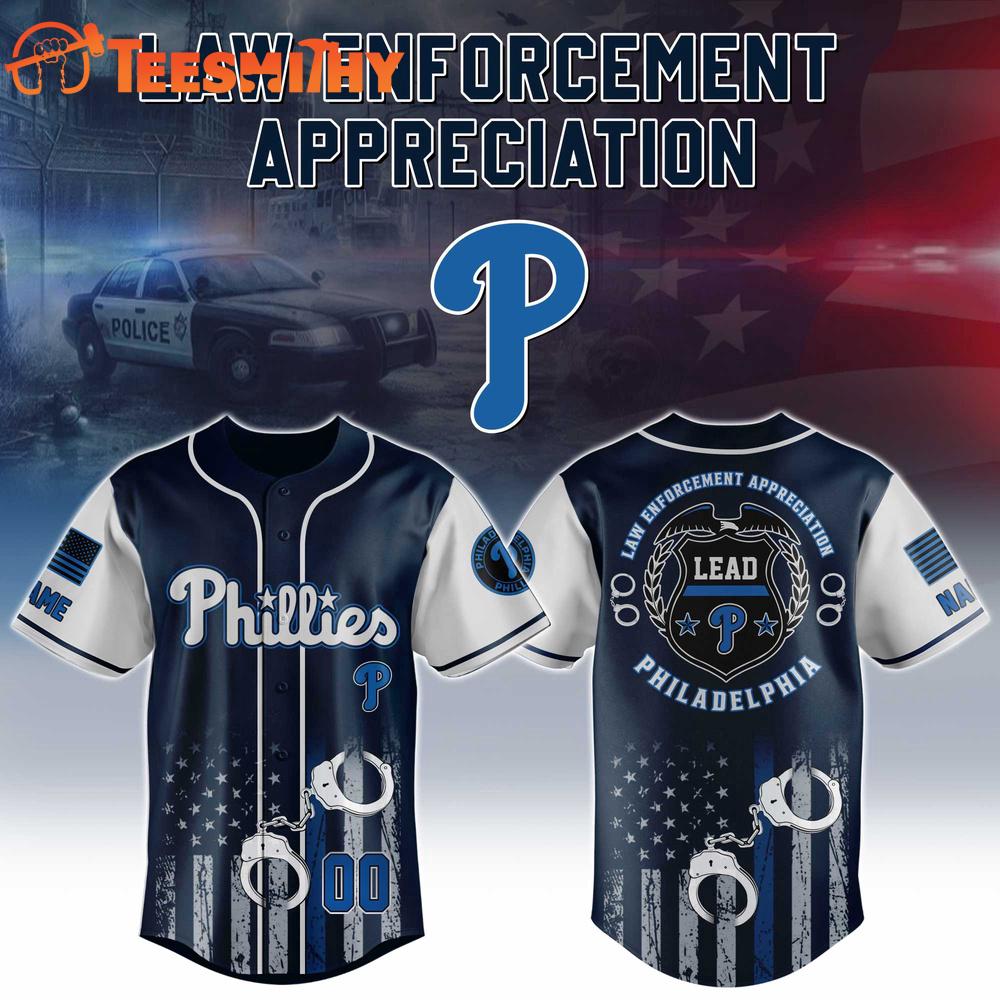 Philadelphia Phillies Law Enforcement Appreciation Custom Baseball Jersey