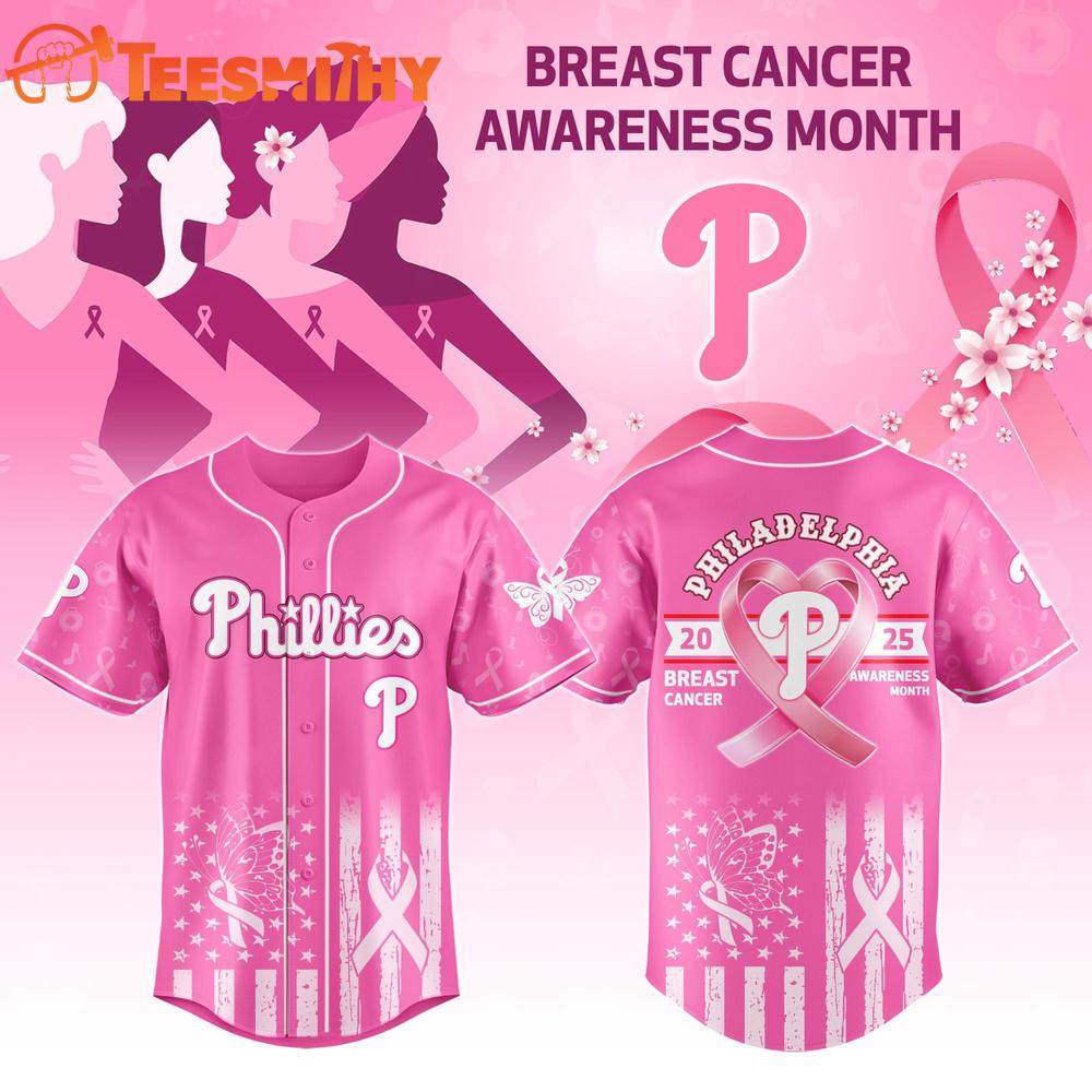 Philadelphia Phillies x Breast Cancer Custom Baseball Jersey
