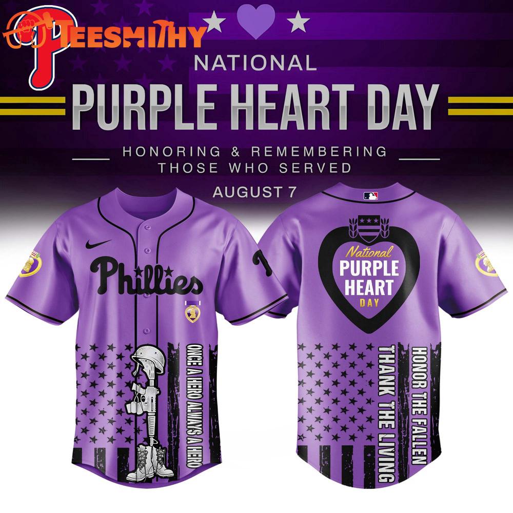 Philadelphia Phillies x Purple Heart Day New Design Baseball Jersey Philadelphia Phillies x Purple Heart Day New Design Baseball Jersey