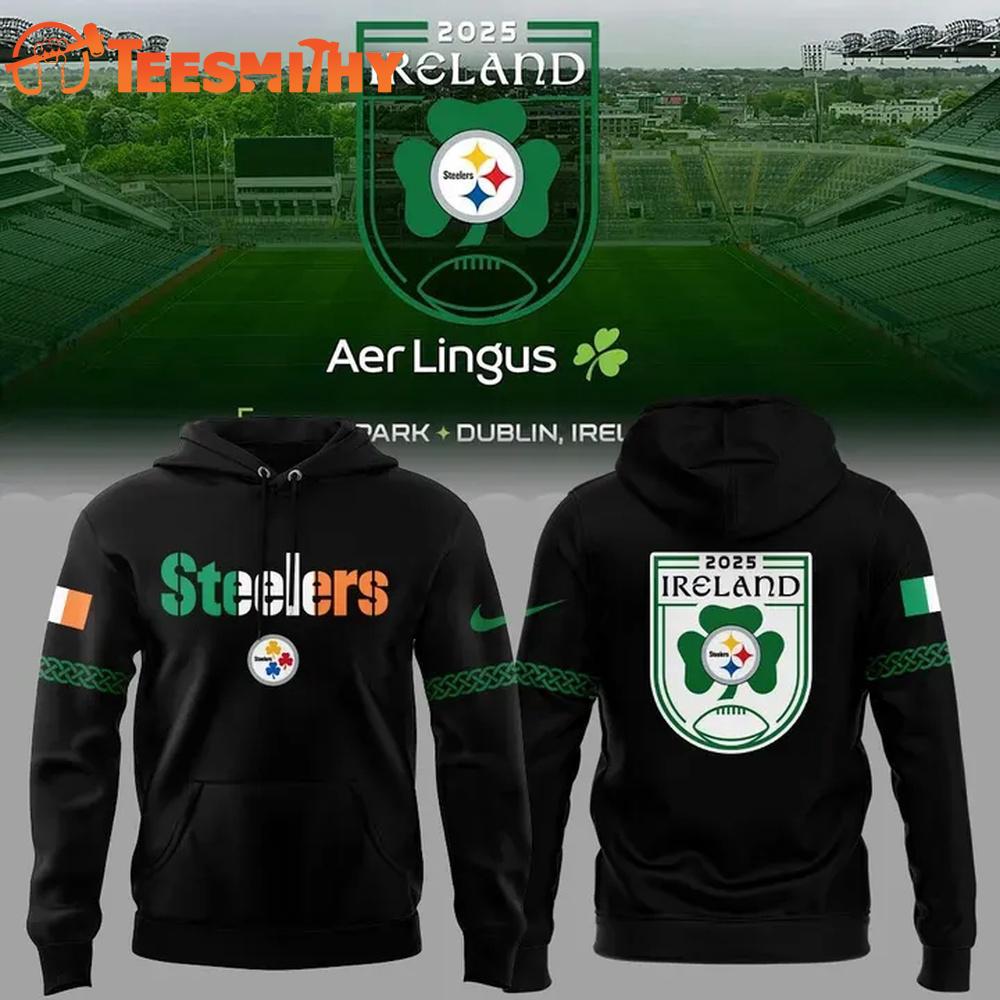 Pittsburgh Steelers 2025 Ireland game Black Hoodie