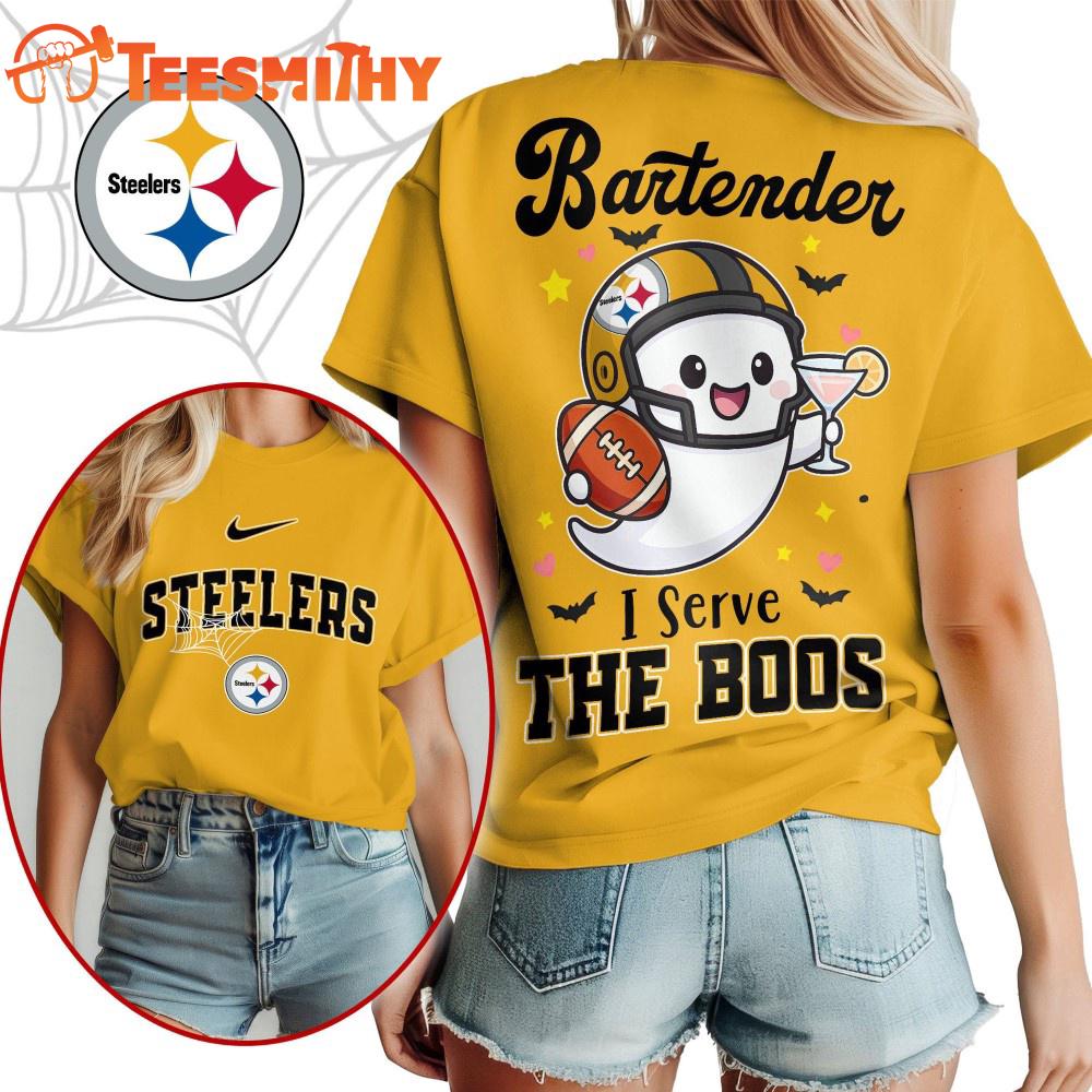 Pittsburgh Steelers 2025 NFL Bartender Halloween Fan All Over Print Shirt Pittsburgh Steelers 2025 NFL Bartender Halloween Fan All Over Print Shirt