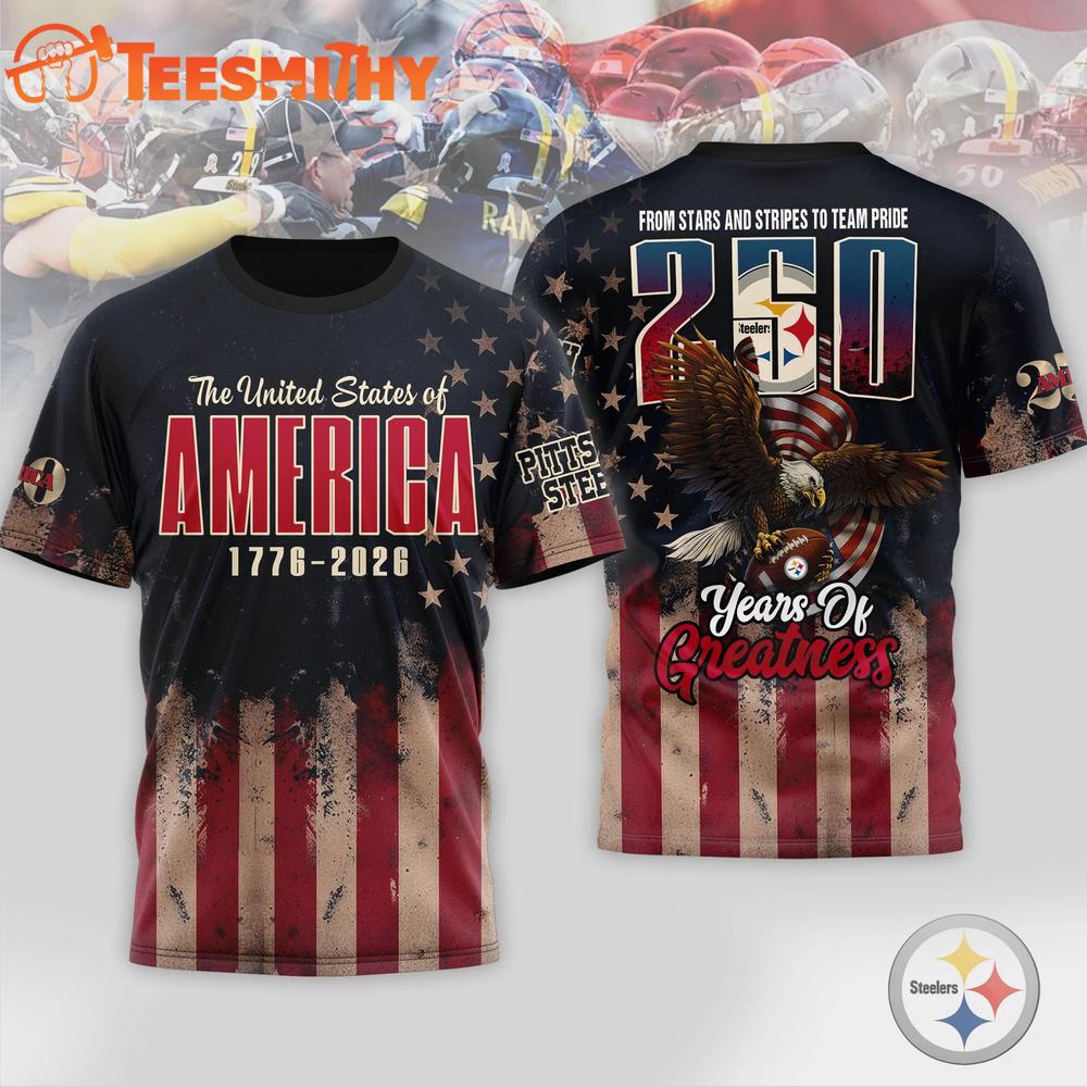 Pittsburgh Steelers 2026 NFL 250th Anniversary Of America 3D Shirt