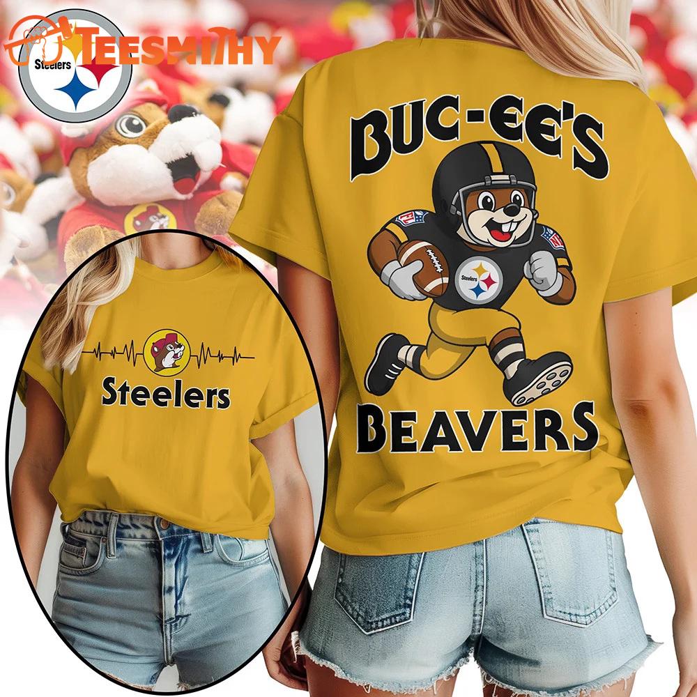 Pittsburgh Steelers 2026 NFL Buc-ee’s Beavers All Over Print T Shirt