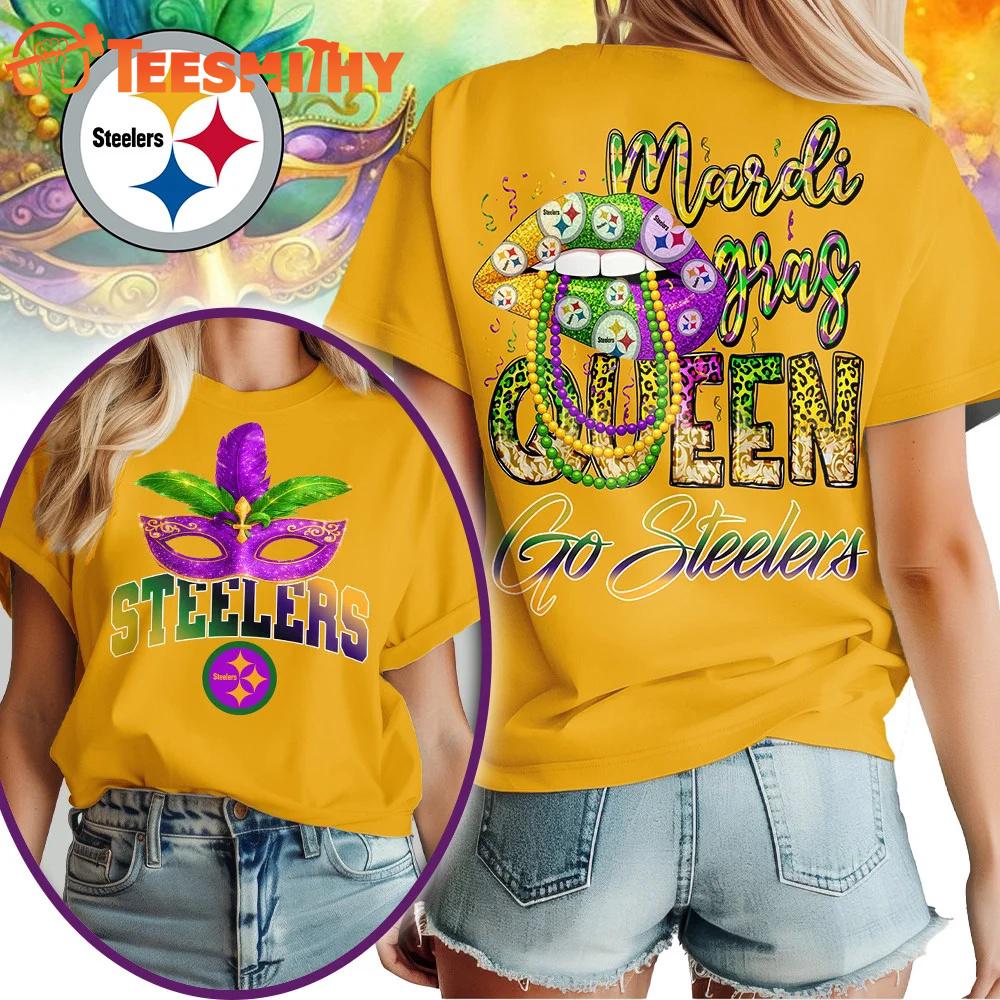 Pittsburgh Steelers 2026 NFL Mardi Gras Queen Unisex All Over Print Shirt