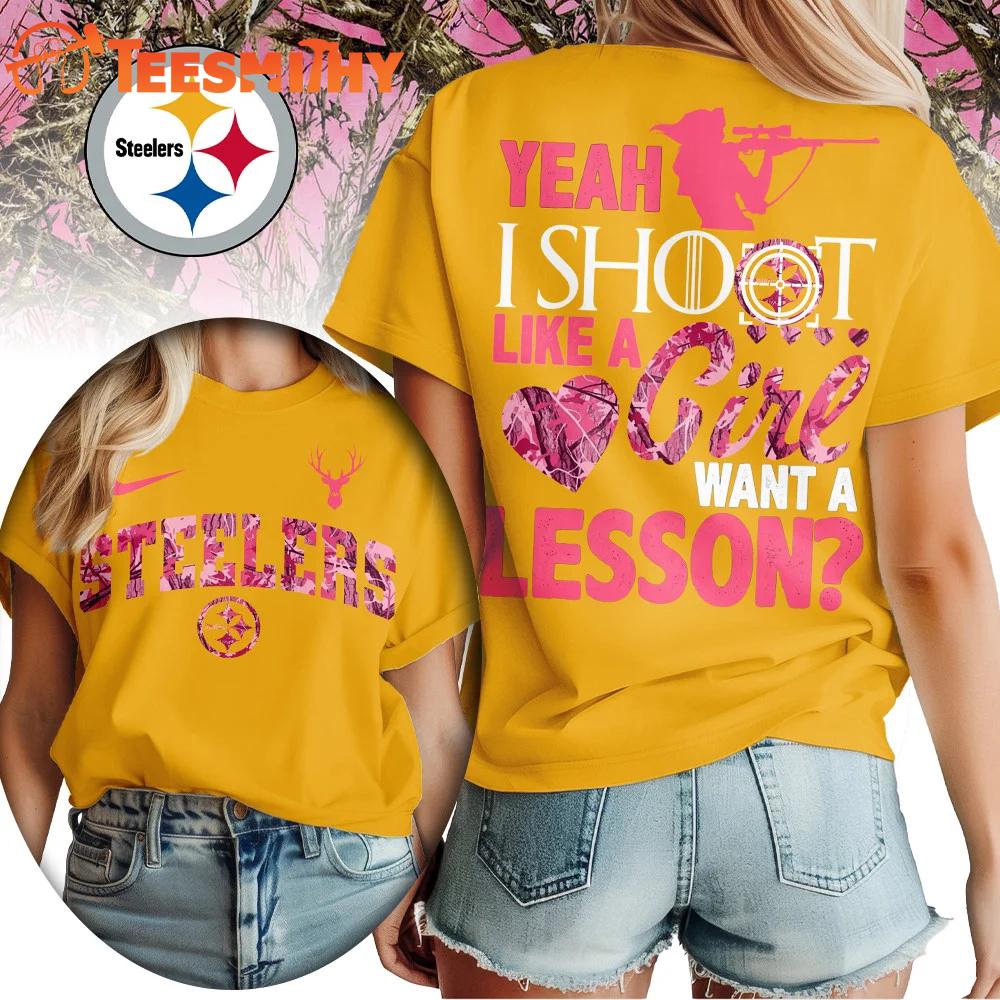 Pittsburgh Steelers 2026 NFL Shoot Like A Girl All Over Print Shirt