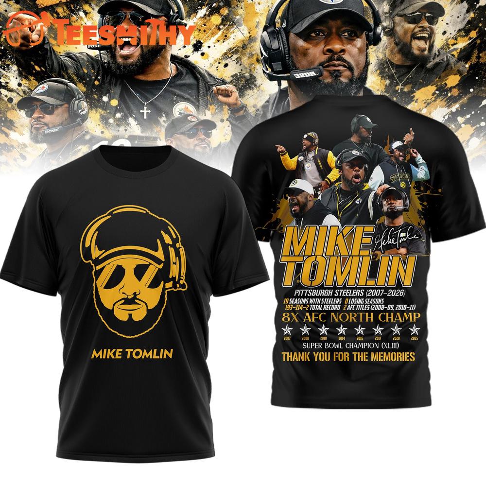 Pittsburgh Steelers Mike Tomlin 2026 NFL Thank You For The Memories Black 3D Shirt