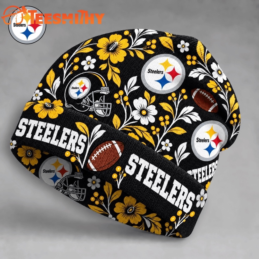 Pittsburgh Steelers NFL Floral Team Pride Christmas Beanie Hats