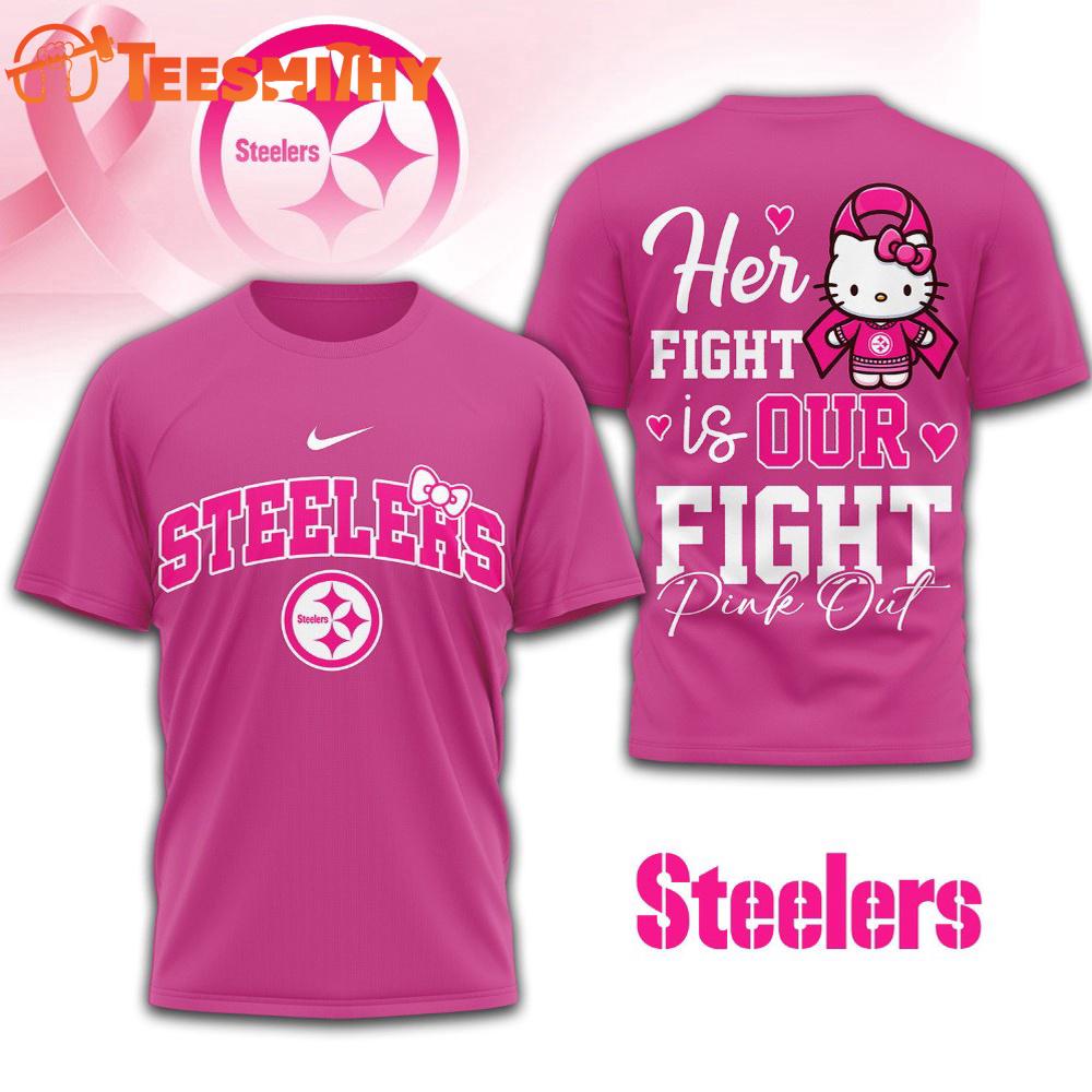Pittsburgh Steelers NFL Her Fight Is Our Fight x Hello Kitty 3D Shirt Pittsburgh Steelers NFL Her Fight Is Our Fight x Hello Kitty 3D Shirt