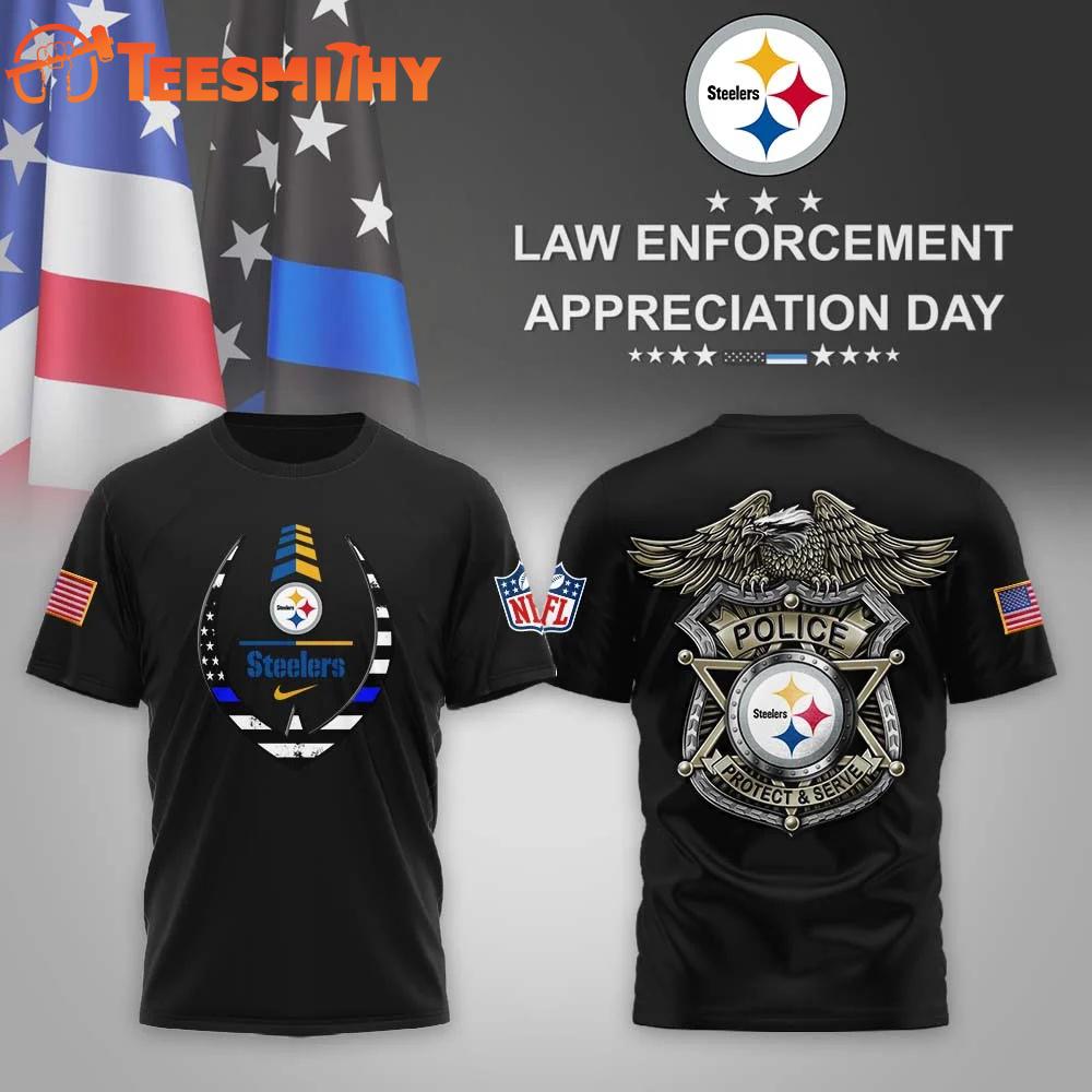 Pittsburgh Steelers NFL Law Enforcement Appreciation Day Black T Shirt