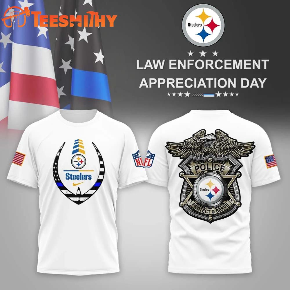 Pittsburgh Steelers NFL Law Enforcement Appreciation Day White T Shirt