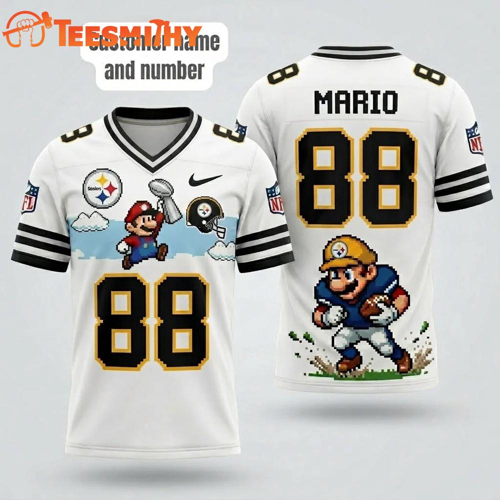 Pittsburgh Steelers NFL Mario 2026 Design Football Jersey