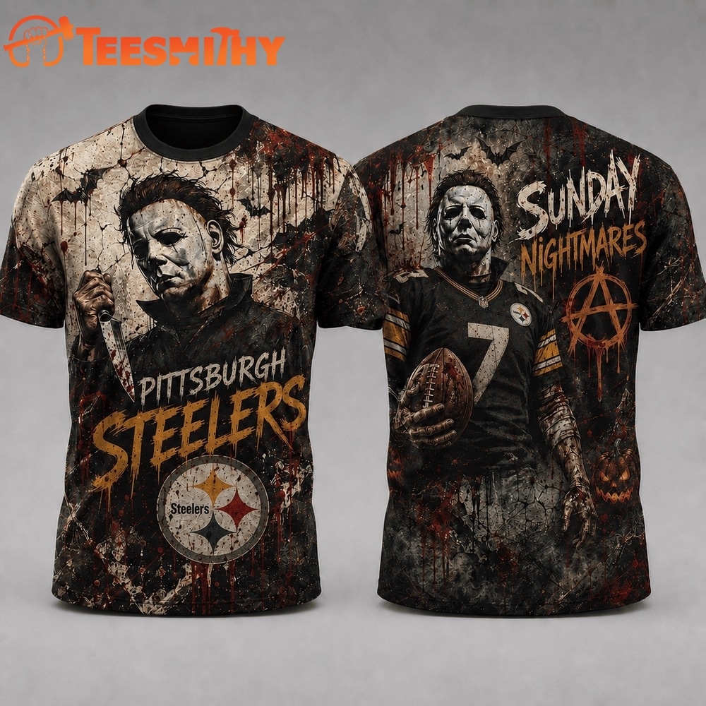Pittsburgh Steelers NFL Michael Myers Sunday Nightmares Horror Halloween 3D T Shirt