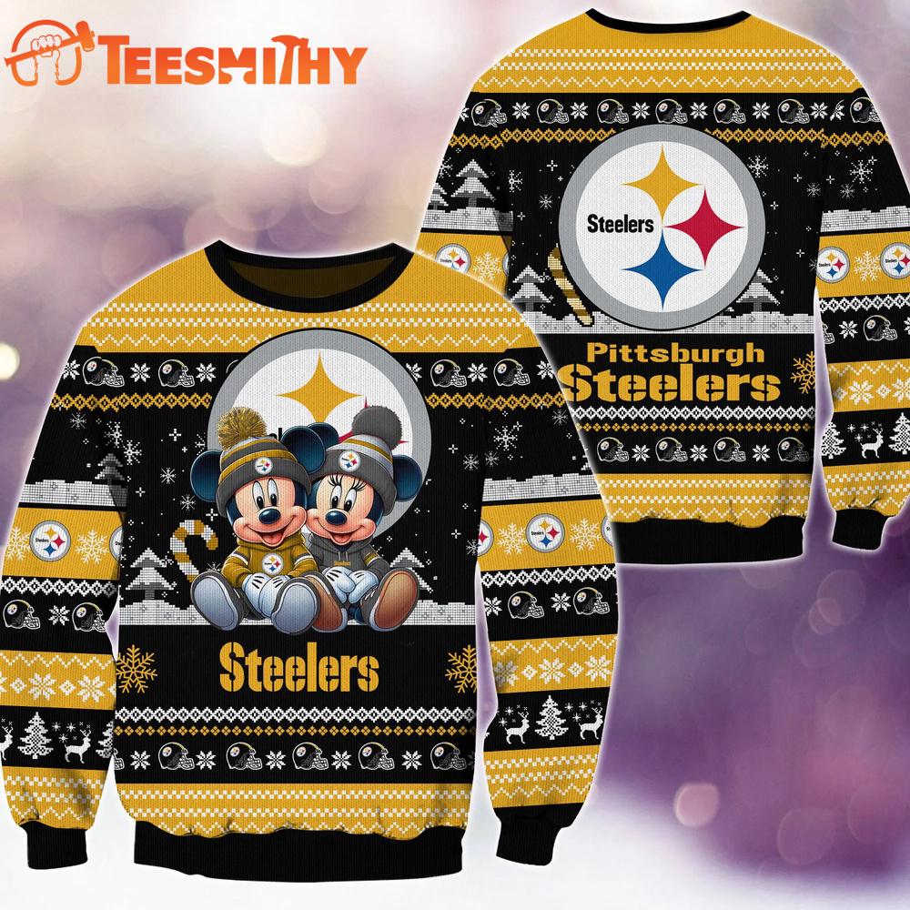 Pittsburgh Steelers NFL Mickey Minnie Ugly Christmas Sweater