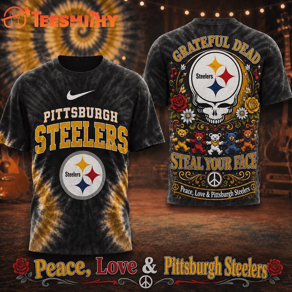 Pittsburgh Steelers NFL Peace Love Greateful Dead Special New 3D Shirt