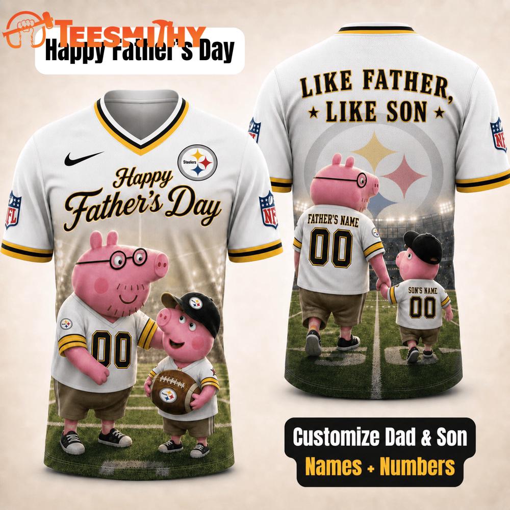 Pittsburgh Steelers NFL Peppa Pig Father's Day Dad Football Jersey
