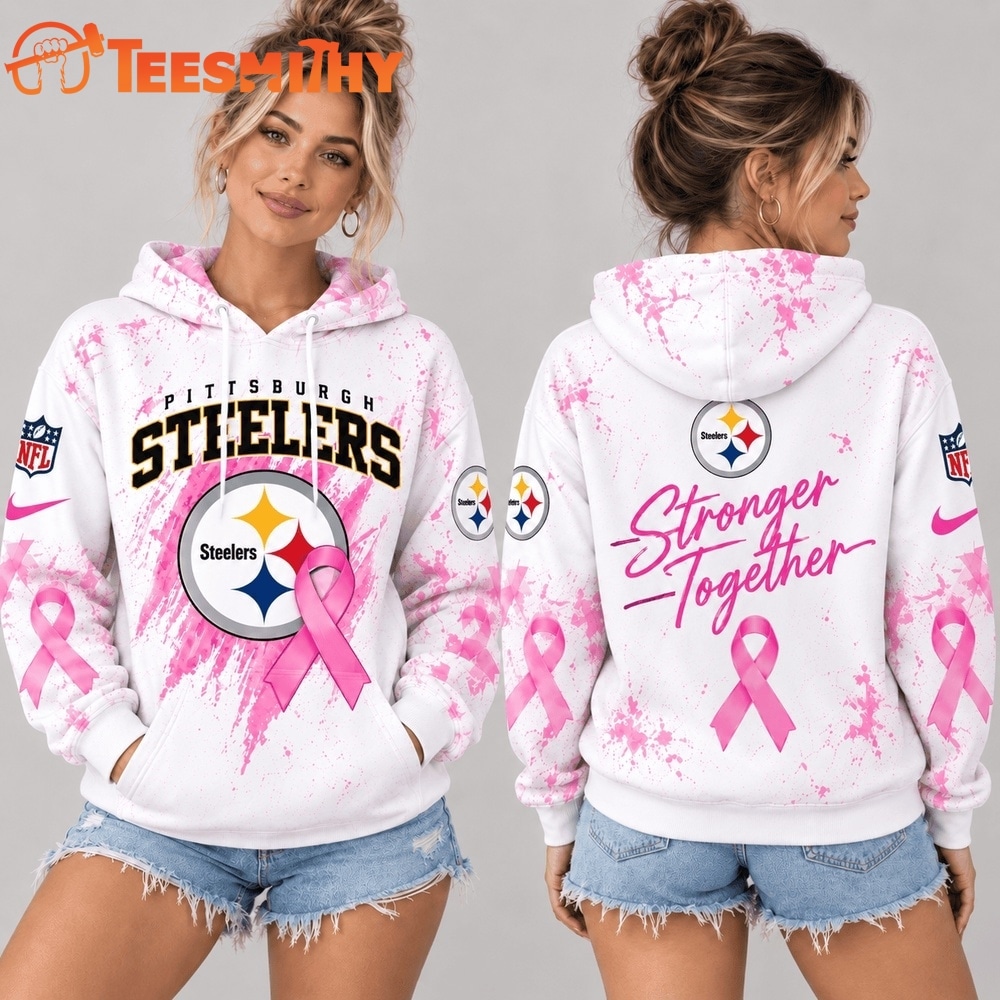 Pittsburgh Steelers NFL Pink Ribbon Stronger Together Breast Cancer Awareness Hoodie