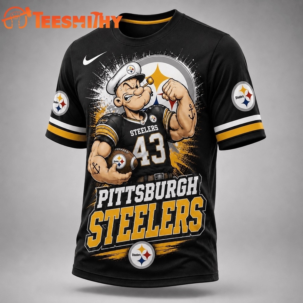 Pittsburgh Steelers NFL Popeye Bold Cartoon Athletes 3D T Shirt