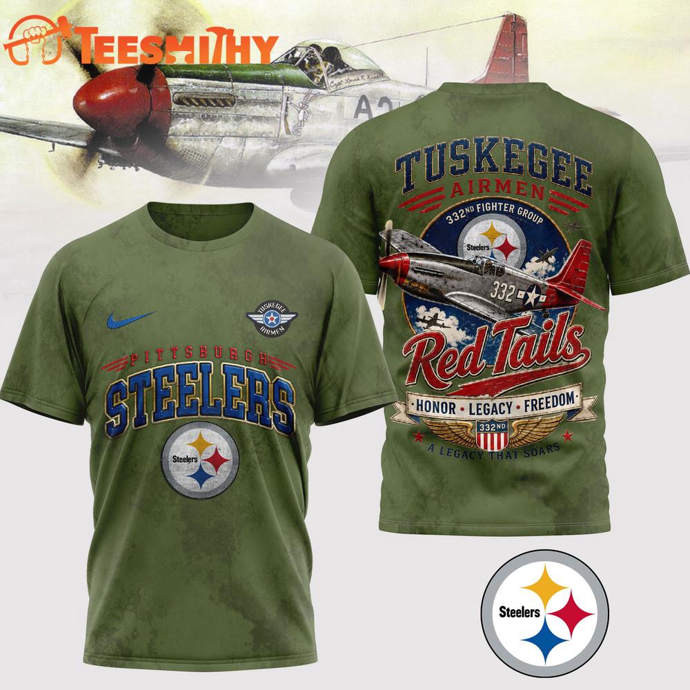 Pittsburgh Steelers NFL Red Tails Legacy Game Day 3D T-Shirt