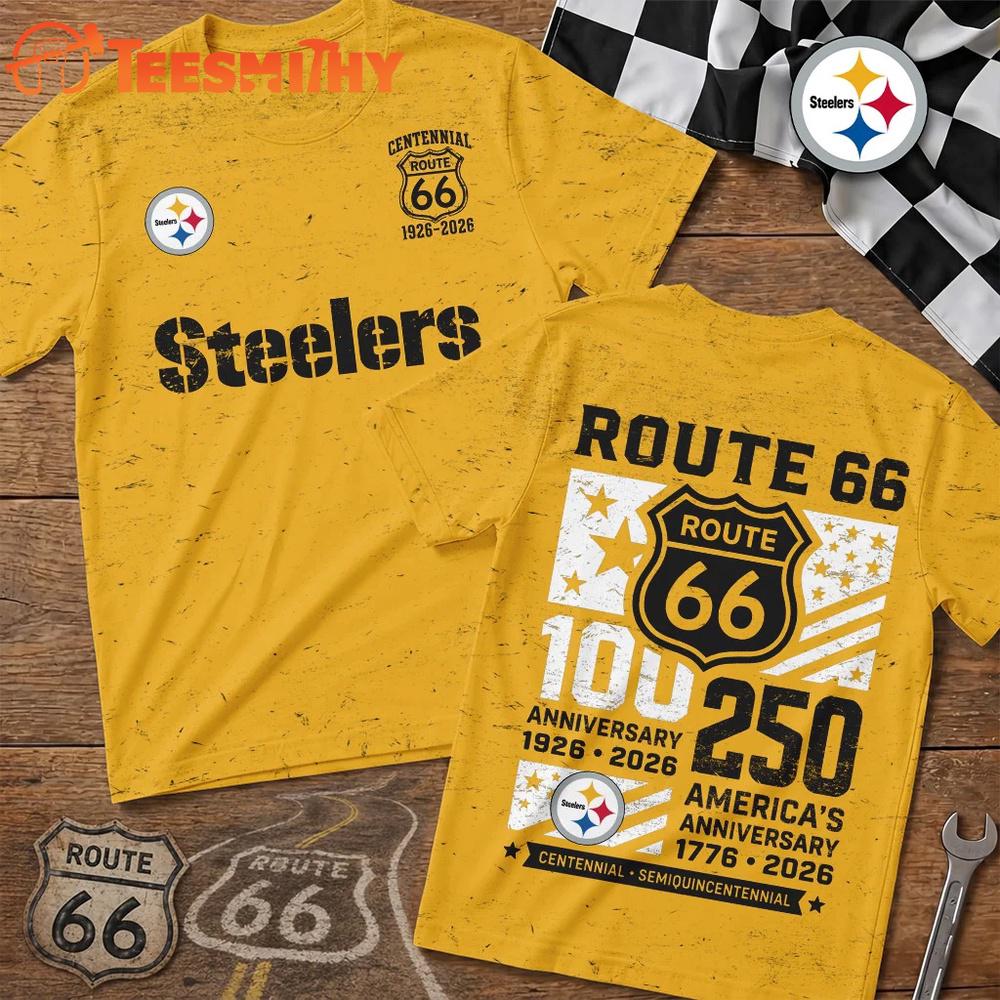 Pittsburgh Steelers NFL Route 66 Centennial Limited 3D T Shirt