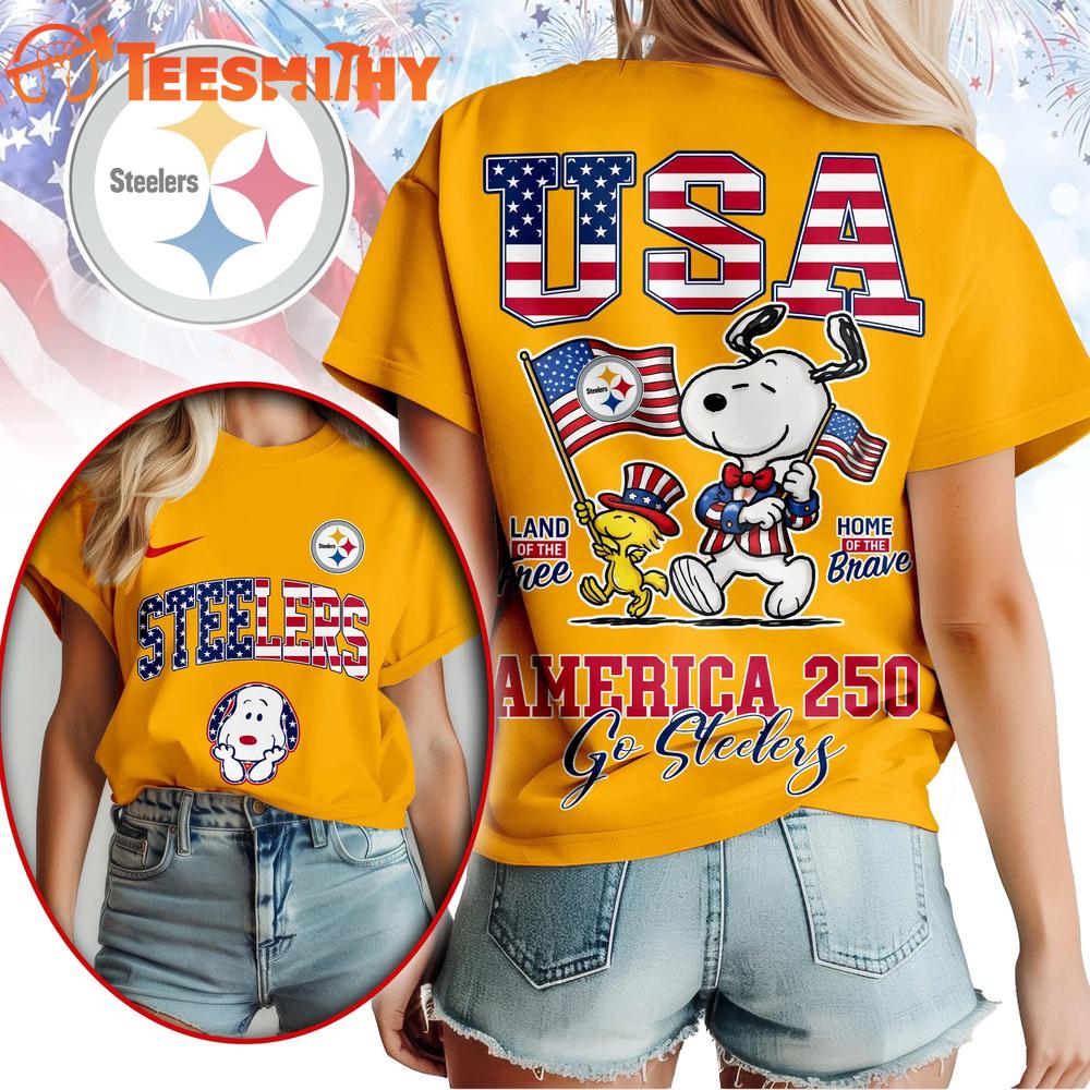 Pittsburgh Steelers NFL Snoopy America 250 Years Anniversary 3D T Shirt