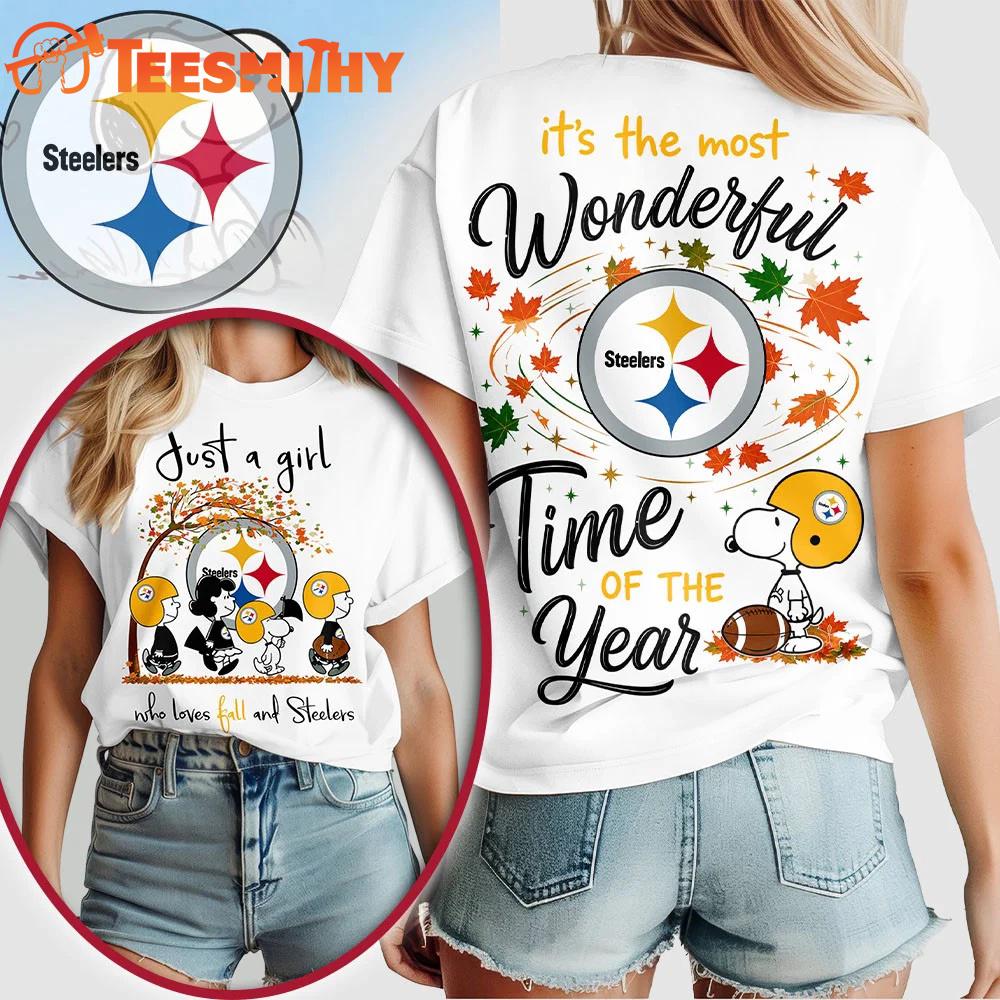 Pittsburgh Steelers NFL Snoopy Fall Wonderful Time of the Year 3D Shirt