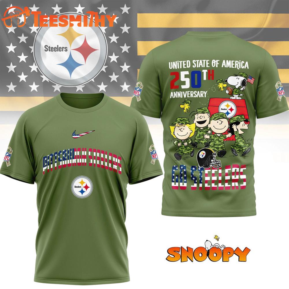 Pittsburgh Steelers NFL Snoopy Peanuts Freedom 250th of America 3D T Shirt