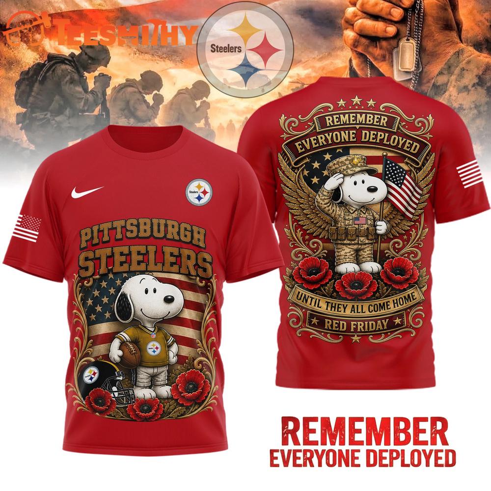 Pittsburgh Steelers NFL Snoopy Remember Everyone Deployed 3D Shirt