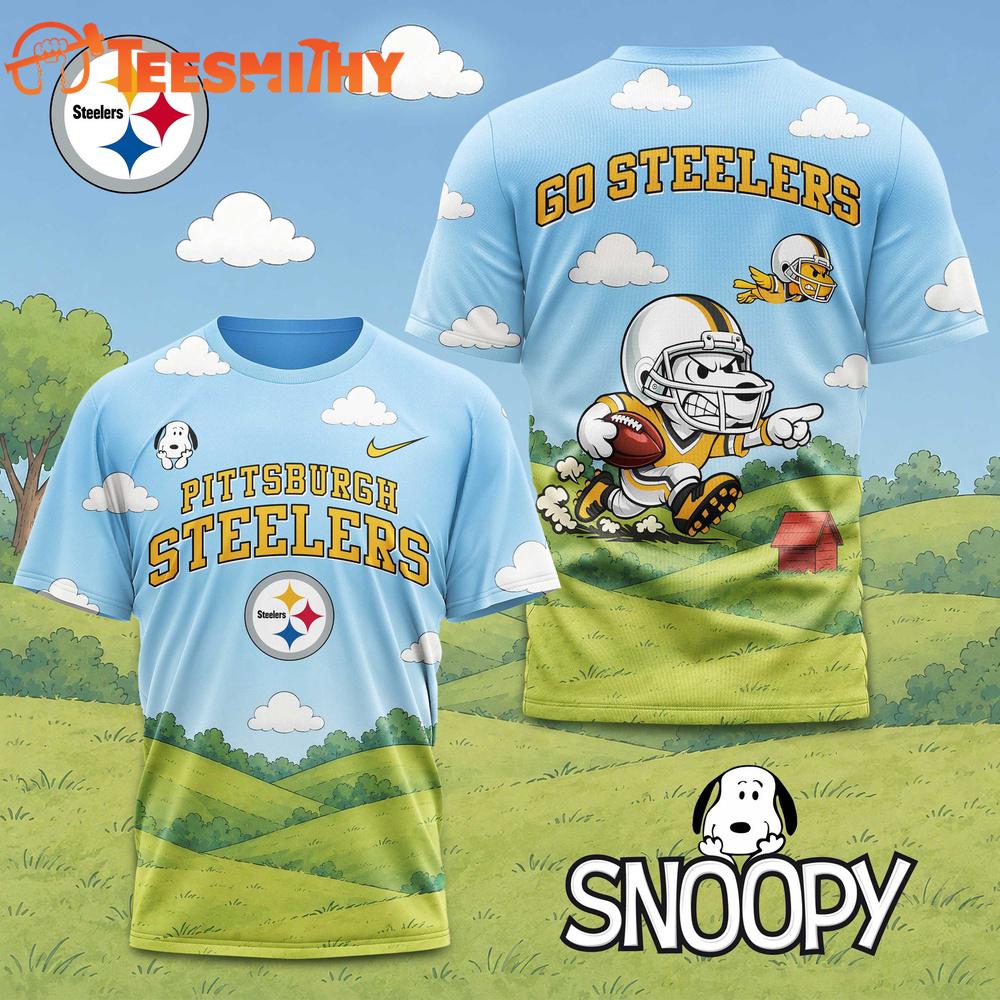 Pittsburgh Steelers NFL Snoopy Touchdown 3D T-Shirt
