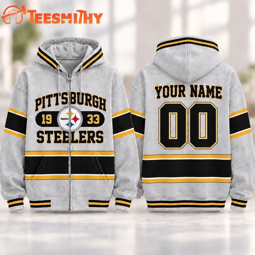 Pittsburgh Steelers NFL Varsity Stripe Zip Hoodie