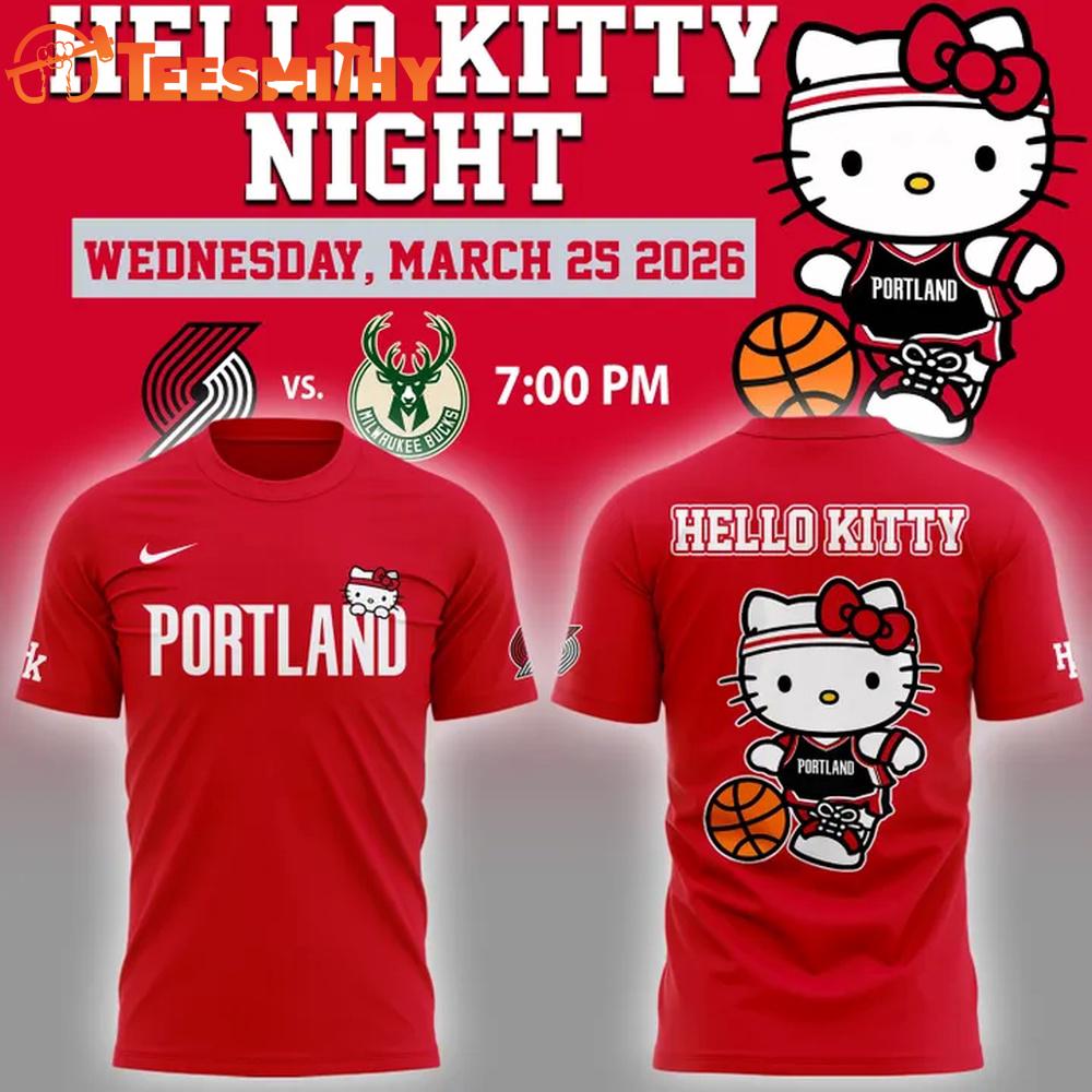 Portland Trail Blazers x Hello Kitty Night 2026 Special Edition T Shirt